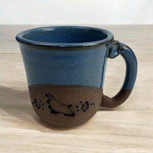 Earthworks Pottery Vermont Blue Drip Glaze Speckled Matte Mug Signed